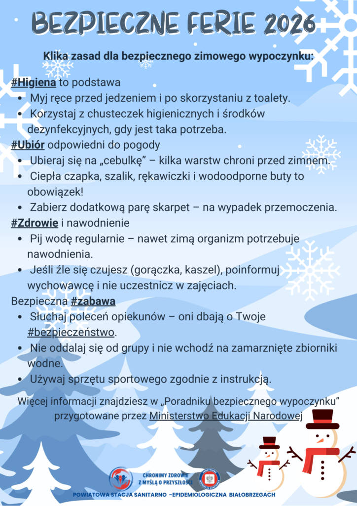 Ulotka Bezpieczne Ferie 2026